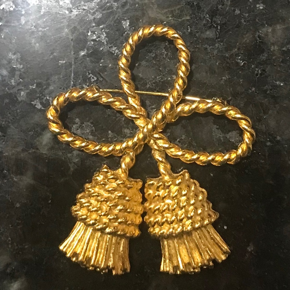 Gold-tone Tassel Brooch